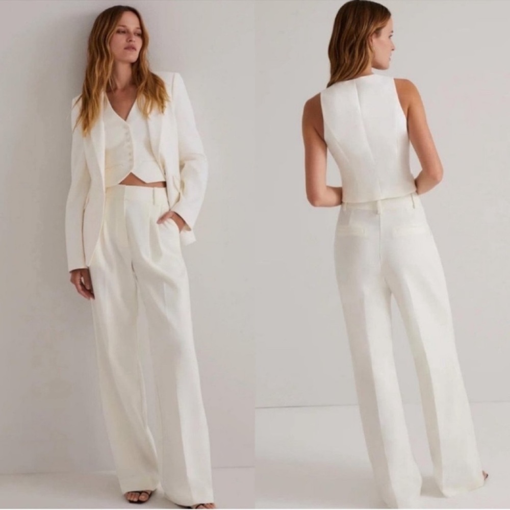 Favorite Daughter Wide Leg Pleated The Favorite Pant in Ivory White Size 12 NWOT